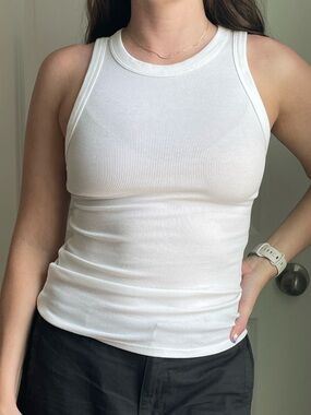A NEW DAY White Ribbed Racerback Tank Top